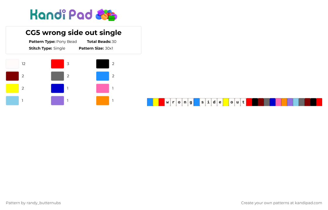 CG5 wrong side out single - Pony Bead Pattern by randy_butternubs on Kandi Pad - white,red,gray,light blue,colorful,music,poppy playtime,poppy,prototype,gaming