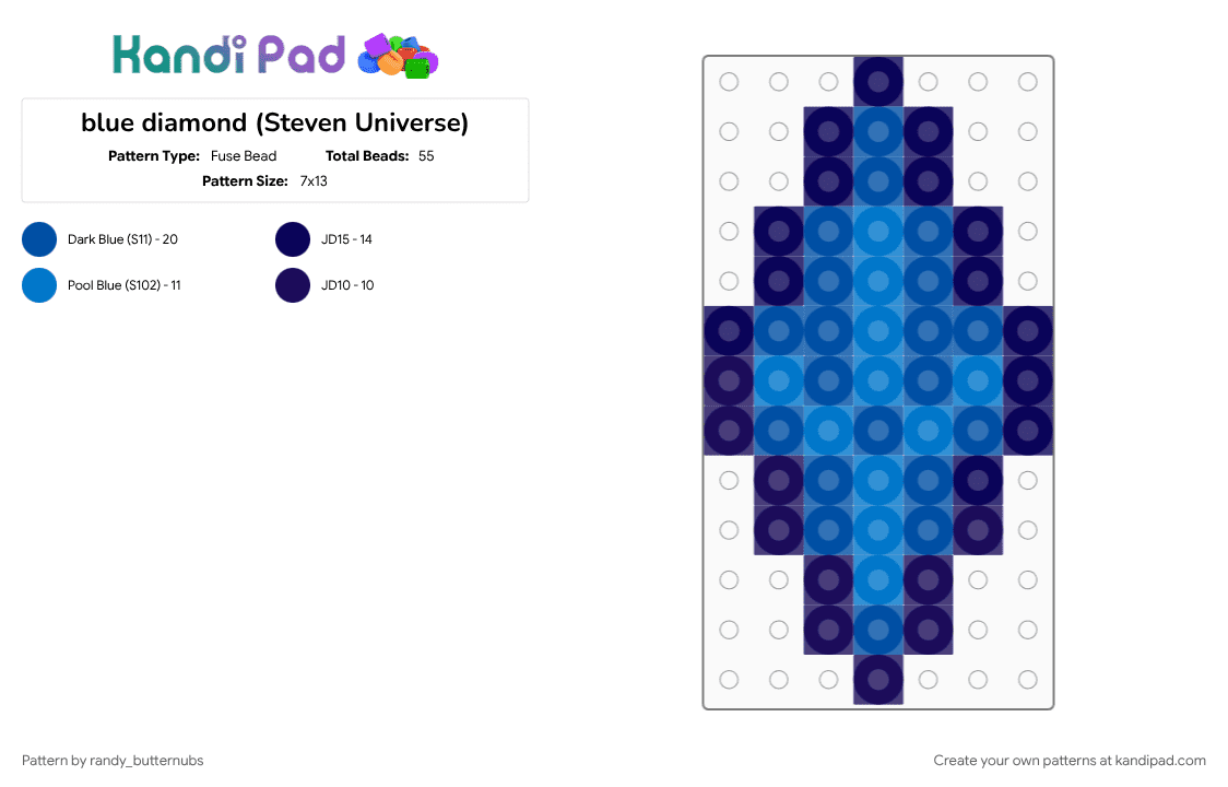 blue diamond (Steven Universe) - Fuse Bead Pattern by randy_butternubs on Kandi Pad - blue, blue diamond, character, purple, steven universe
