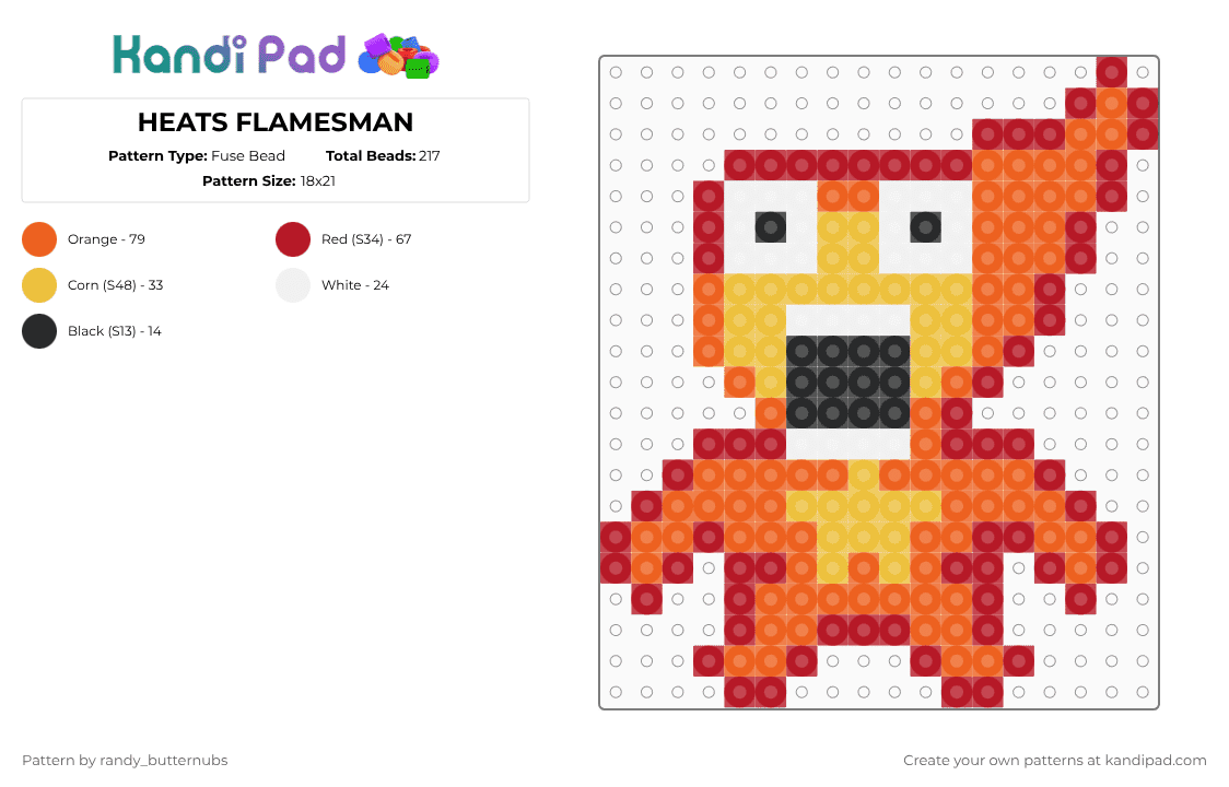 HEATS FLAMESMAN - Fuse Bead Pattern by randy_butternubs on Kandi Pad - red,orange,undertale,fire,npc