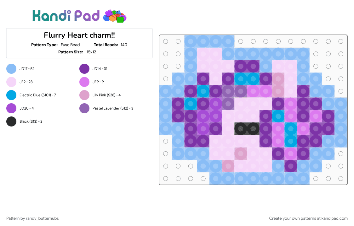 Flurry Heart charm!! - Fuse Bead Pattern by randy_butternubs on Kandi Pad - character, flurry heart, friendship is magic, light blue, mlp, my little pony, pink