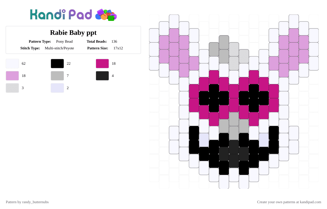 Rabie Baby ppt - Pony Bead Pattern by randy_butternubs on Kandi Pad - white,pink,ppt,poppy,poppy playtime