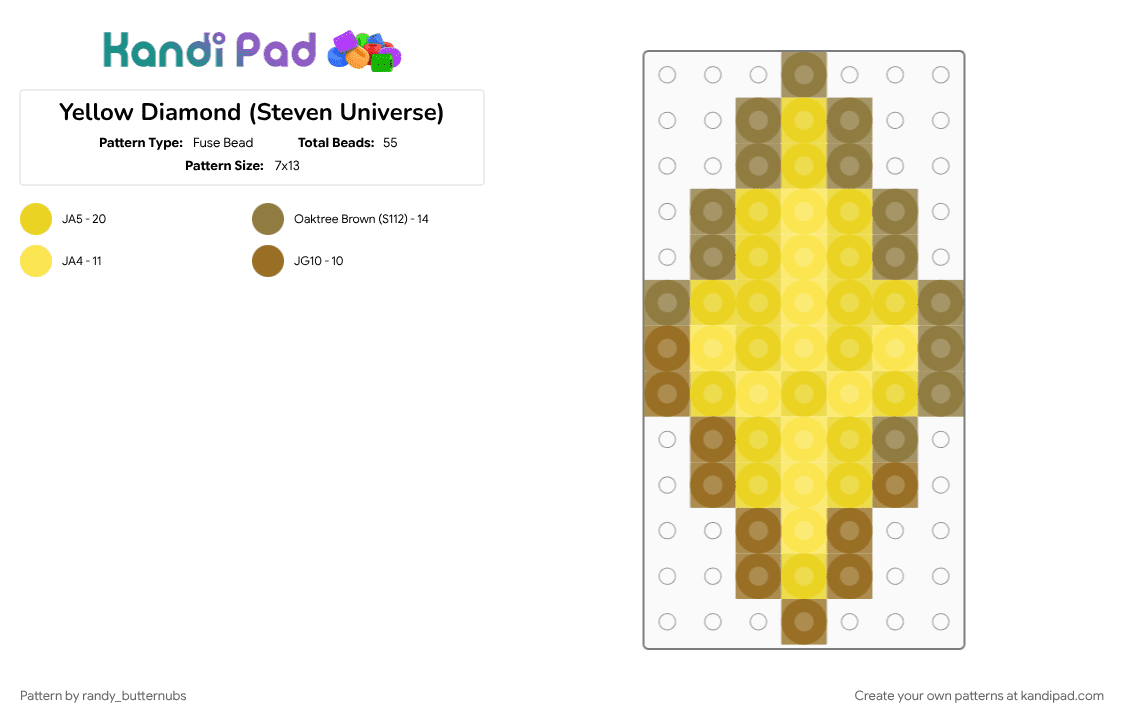 Yellow Diamond (Steven Universe) - Fuse Bead Pattern by randy_butternubs on Kandi Pad - character, diamond, gem, steven universe, yellow, yellow diamond
