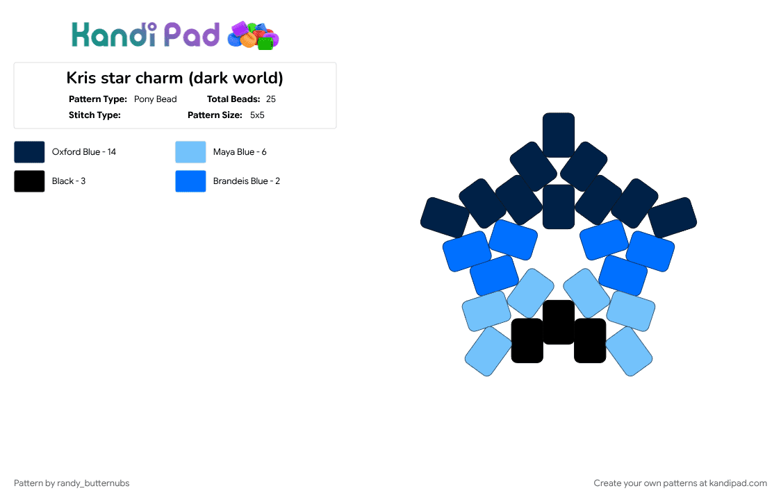 Kris star charm (dark world) - Pony Bead Pattern by randy_butternubs on Kandi Pad - blue, deltarune, kris, light blue, video game