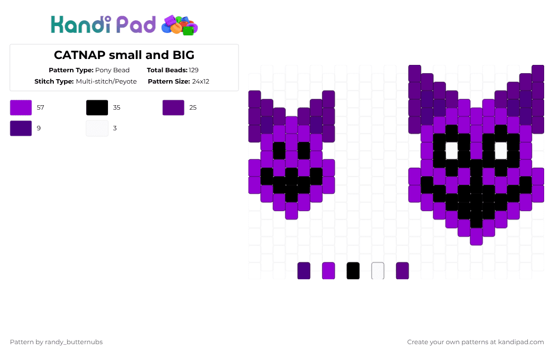 CATNAP small and BIG - Pony Bead Pattern by randy_butternubs on Kandi Pad - purple,poppy playtime,ppt,catnap,animal,poppy