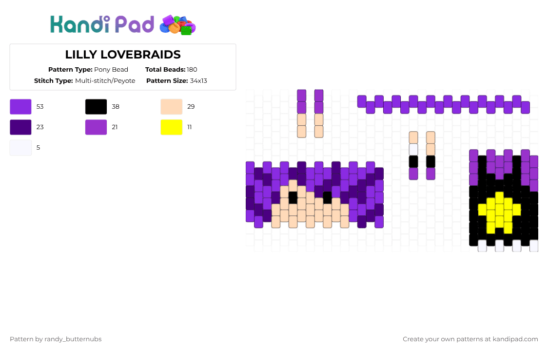 LILLY LOVEBRAIDS - Pony Bead Pattern by randy_butternubs on Kandi Pad - purple,poppy playtime,lilly lovebraids