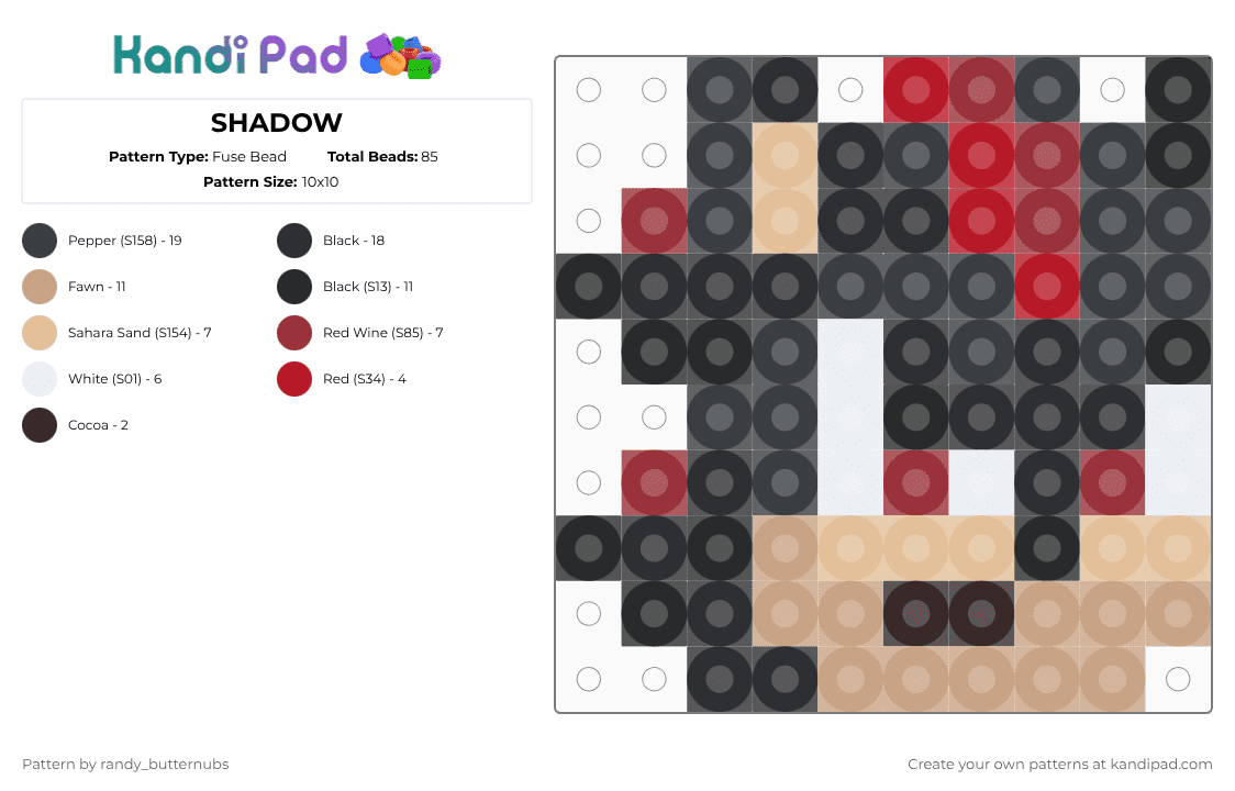 SHADOW - Fuse Bead Pattern by randy_butternubs on Kandi Pad - black,beige,red,sonic,hedgehog,shadow,emo