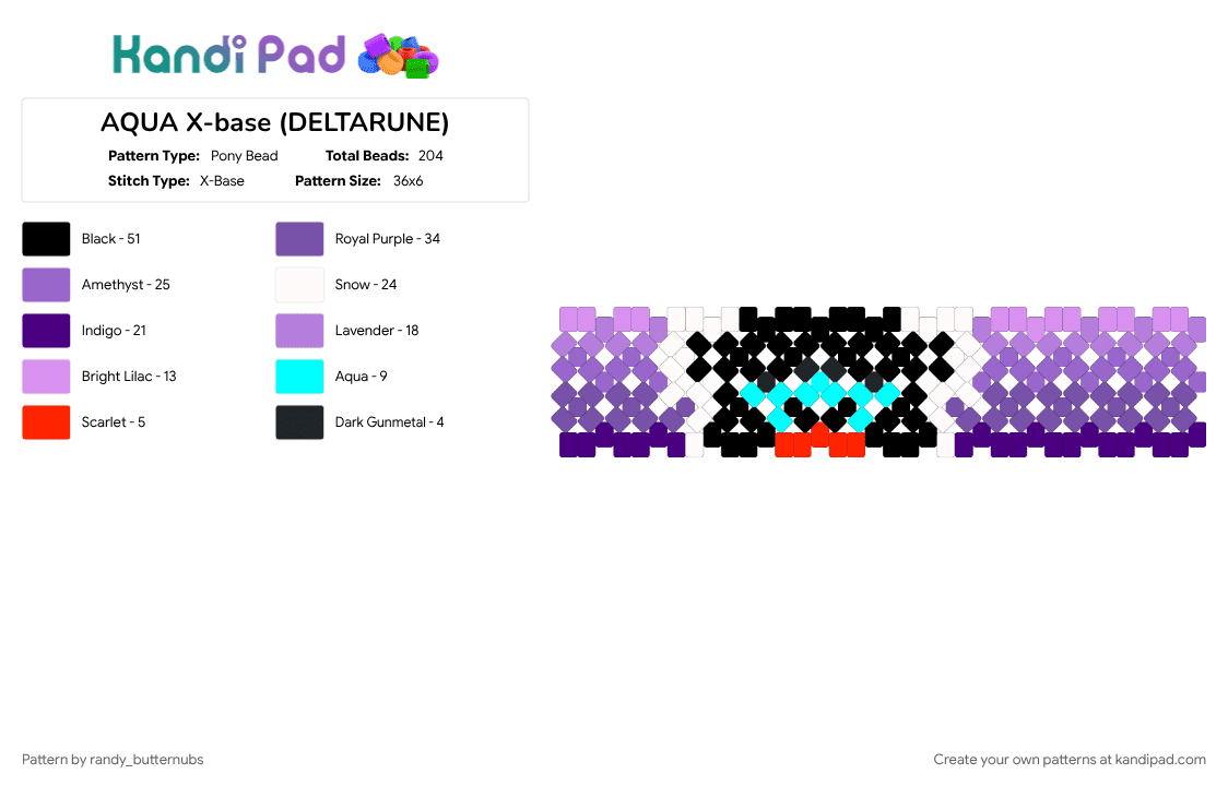 AQUA X-base (DELTARUNE) - Pony Bead Pattern by randy_butternubs on Kandi Pad - aqua, character, deltarune, deltarune chapter 5, pink, purple, video game