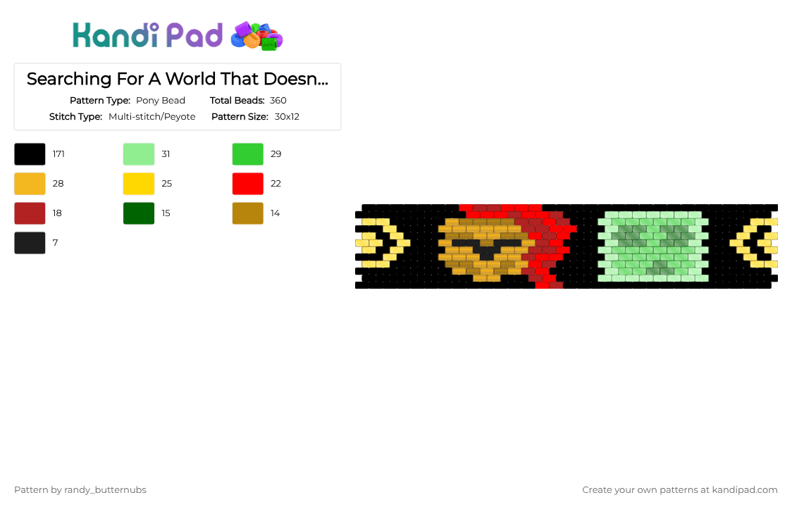 Searching For A World That Doesn\'t Exist CUFF - Pony Bead Pattern by randy_butternubs on Kandi Pad - black,red,green,colorful,sfawtde,dawtde,d3rlord3,averythemayo,minecraft