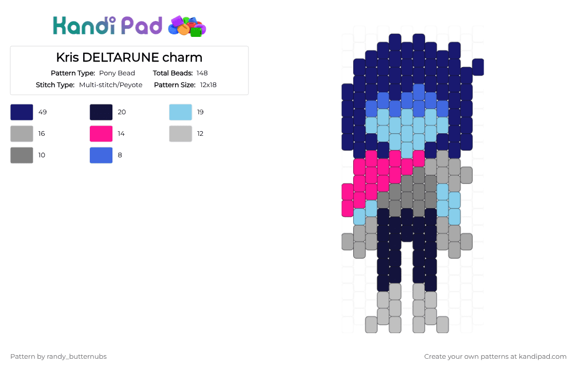Kris DELTARUNE charm - Pony Bead Pattern by randy_butternubs on Kandi Pad - purple,beige