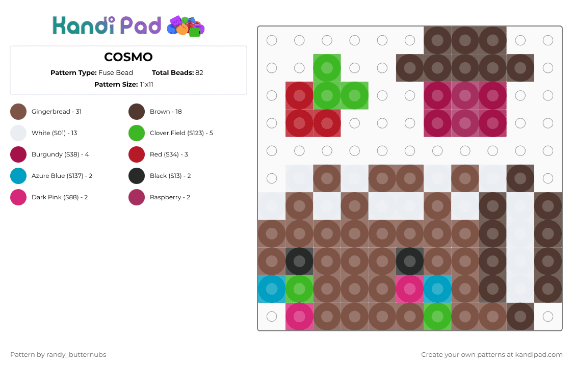 COSMO - Fuse Bead Pattern by randy_butternubs on Kandi Pad - tan,brown