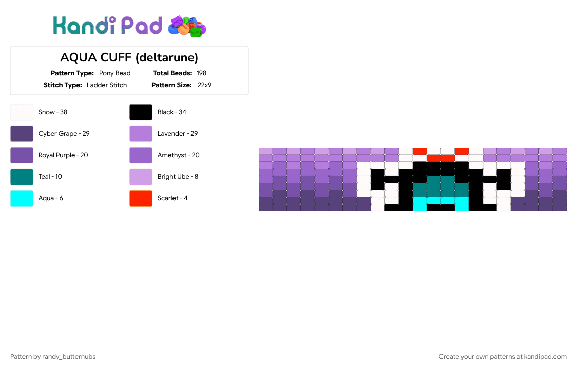 AQUA CUFF (deltarune) - Pony Bead Pattern by randy_butternubs on Kandi Pad - aqua flower, deltarune, deltarune chapter 5, flowers, pink, purple