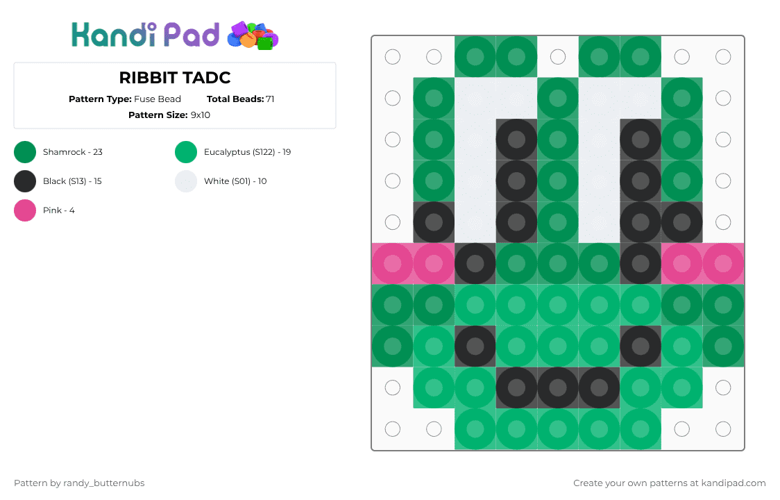 RIBBIT TADC - Fuse Bead Pattern by randy_butternubs on Kandi Pad - green,tadc,frog,ribbit,the amazing digital circus