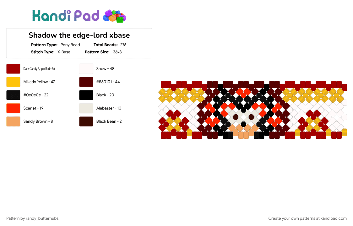 Shadow the edge-lord xbase - Pony Bead Pattern by randy_butternubs on Kandi Pad - 