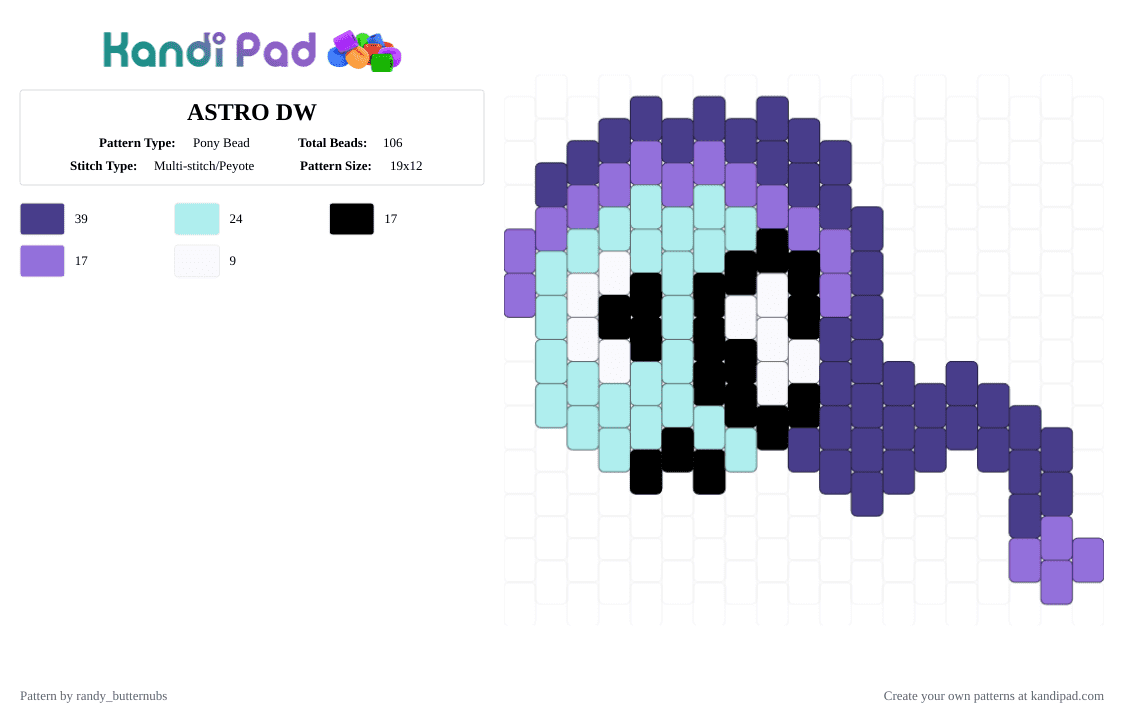 ASTRO DW - Pony Bead Pattern by randy_butternubs on Kandi Pad - light blue,purple