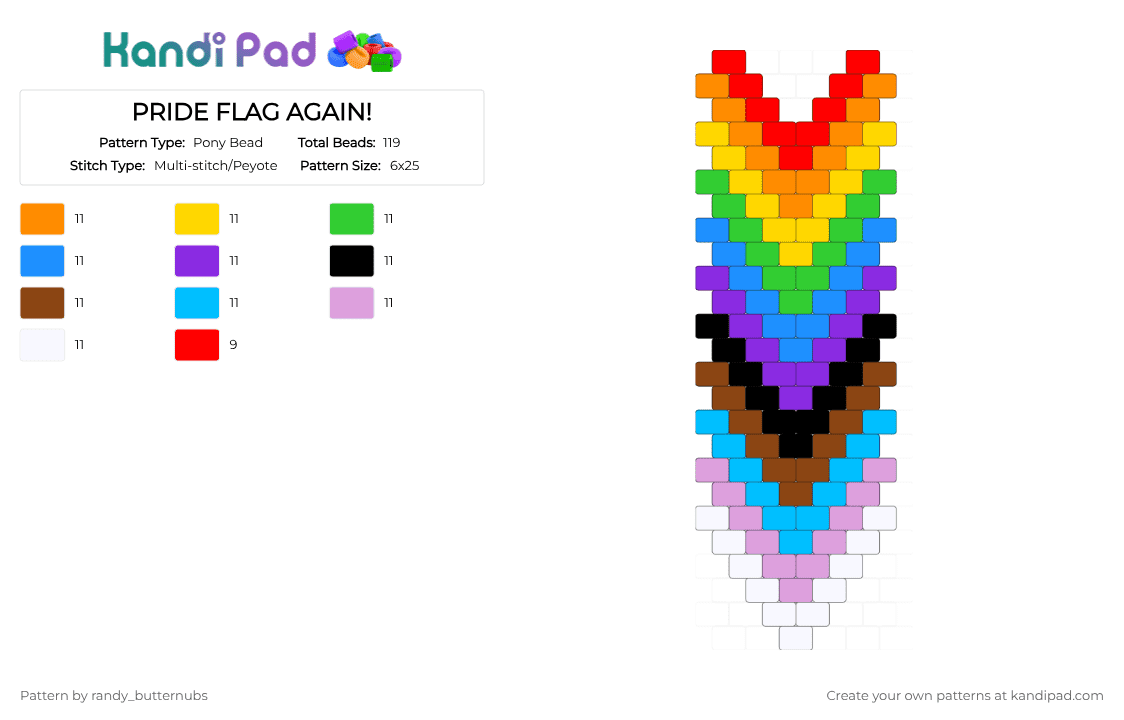 PRIDE FLAG AGAIN! - Pony Bead Pattern by randy_butternubs on Kandi Pad - red,light blue