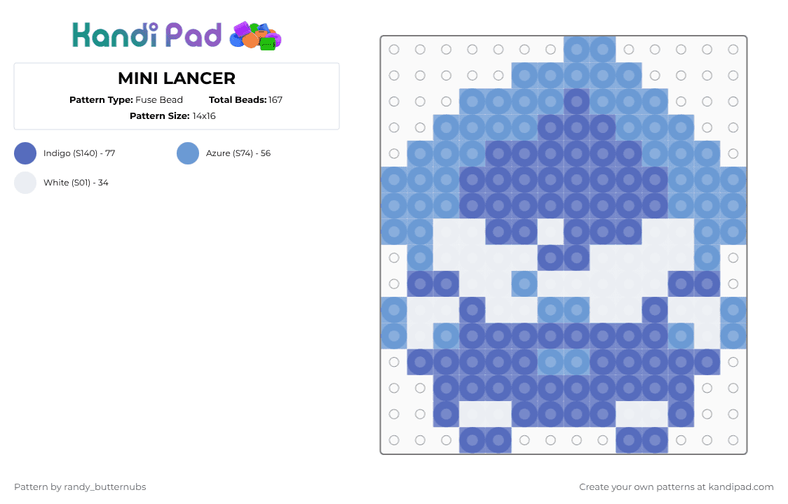 MINI LANCER - Fuse Bead Pattern by randy_butternubs on Kandi Pad - light blue,blue,deltarune,lancer,cards,toby fox