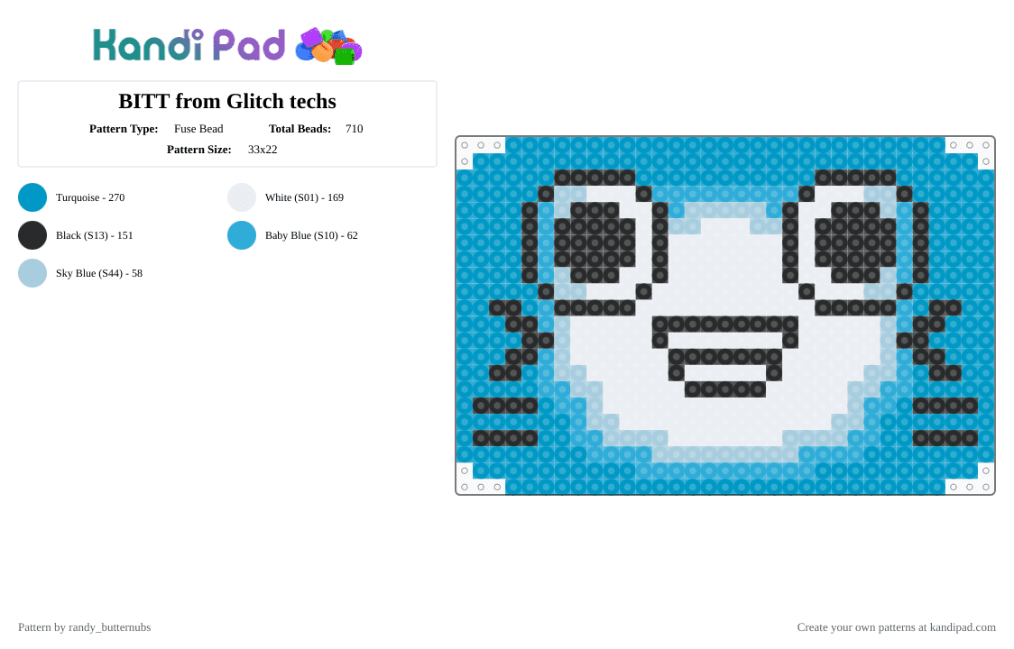 BITT from Glitch techs - Fuse Bead Pattern by randy_butternubs on Kandi Pad - white,light blue