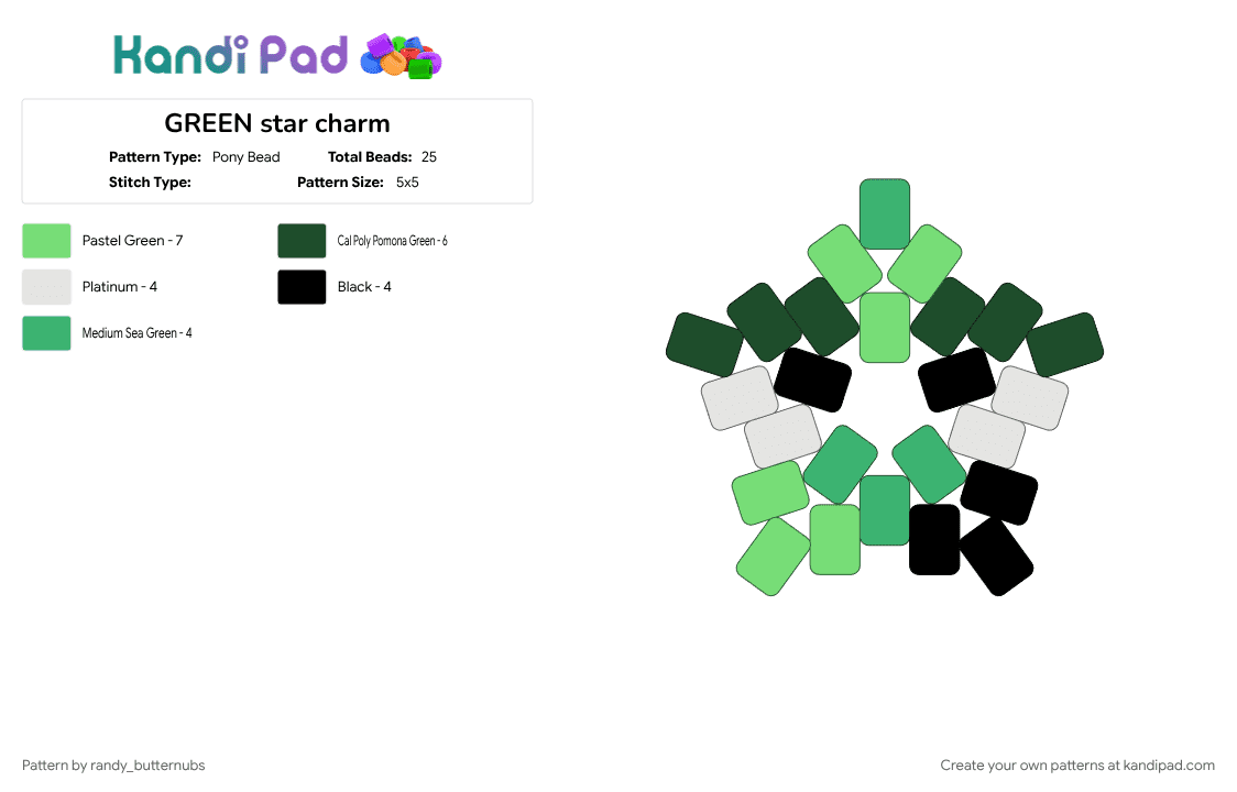 GREEN star charm - Pony Bead Pattern by randy_butternubs on Kandi Pad - deltarune, deltarune chapter 5, flower, green, teal, video game