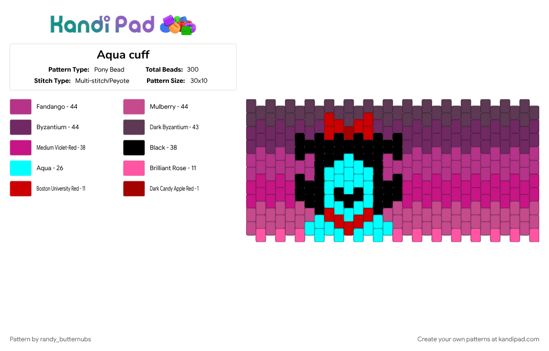 Aqua cuff - Pony Bead Pattern by randy_butternubs on Kandi Pad - 