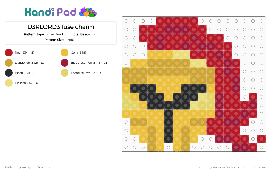 D3RLORD3 fuse charm - Fuse Bead Pattern by randy_butternubs on Kandi Pad - d3rlord3, dawtde, red, sfawtde, yellow