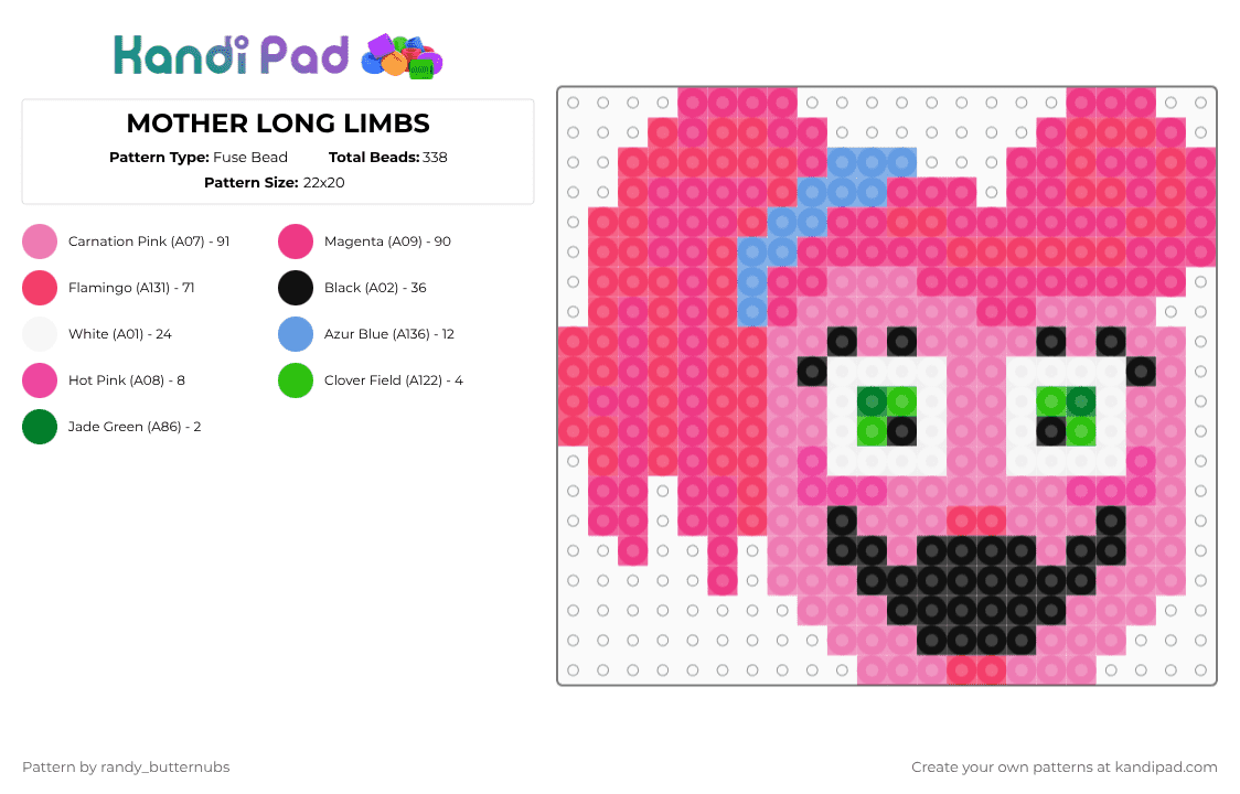 MOTHER LONG LIMBS - Fuse Bead Pattern by randy_butternubs on Kandi Pad - pink,red,mommy long legs,poppy playtime,poppy