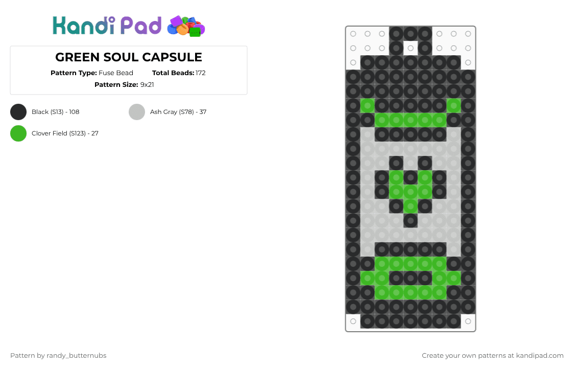 GREEN SOUL CAPSULE - Fuse Bead Pattern by randy_butternubs on Kandi Pad - black,beige,green,undertale,kindness,soul