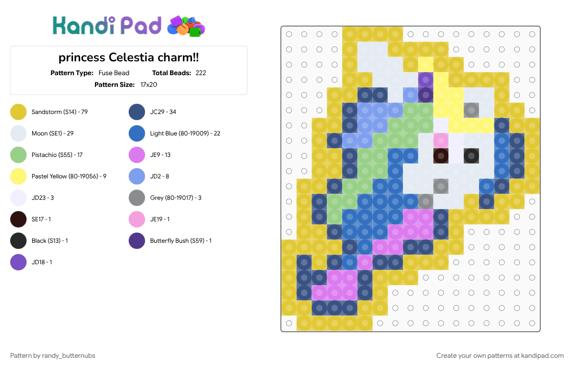 princess Celestia charm!! - Fuse Bead Pattern by randy_butternubs on Kandi Pad - blue, character, friendship is magic, mlp, my little pony, princess celestia, yellow