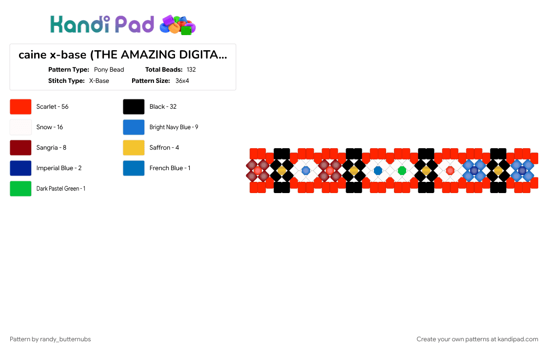 caine x-base (THE AMAZING DIGITAL CIRCUS) - Pony Bead Pattern by randy_butternubs on Kandi Pad - caine tadc, character, red, tadc, the amazing digital circus