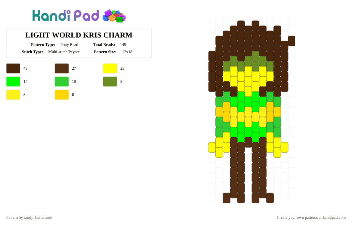 LIGHT WORLD KRIS CHARM - Pony Bead Pattern by randy_butternubs on Kandi Pad - brown
