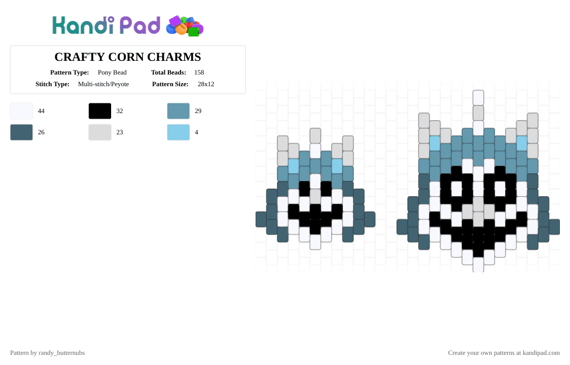 CRAFTY CORN CHARMS - Pony Bead Pattern by randy_butternubs on Kandi Pad - light blue,purple,ppt,poppy playtime,poppy,art,crafty corn