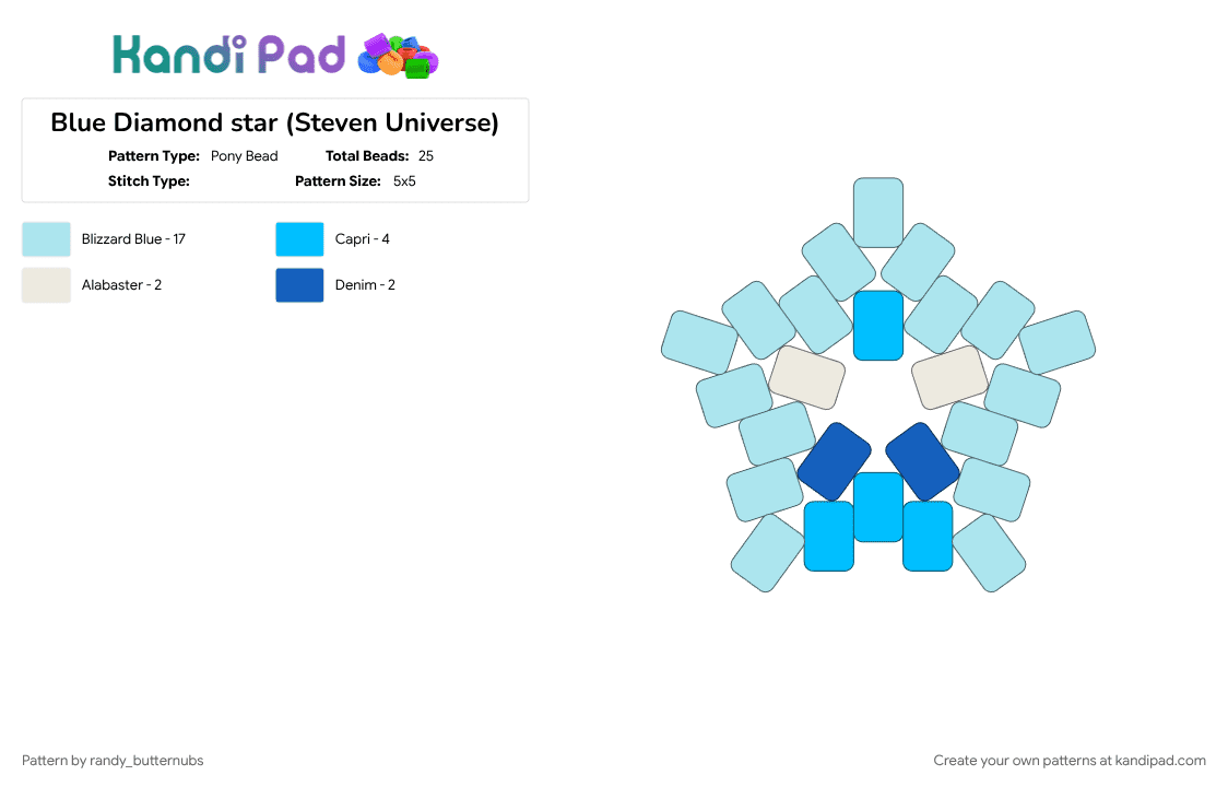 Blue Diamond star (Steven Universe) - Pony Bead Pattern by randy_butternubs on Kandi Pad - blue diamond, character, gem, light blue, steven universe, steven universe future