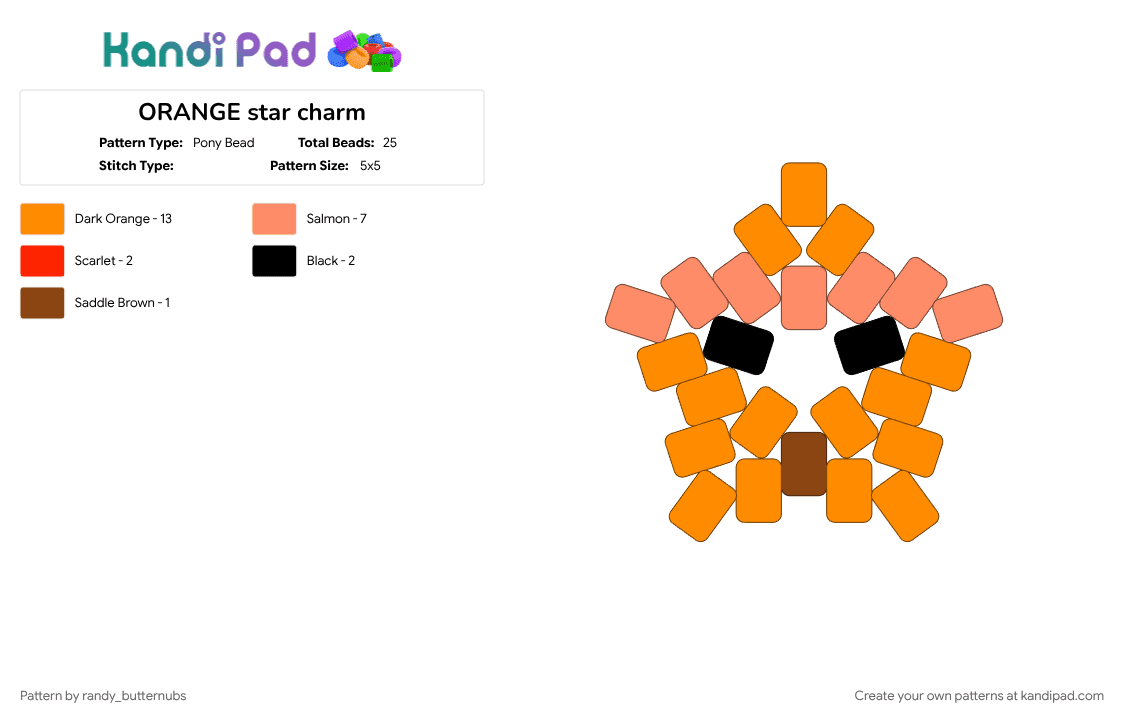 ORANGE star charm - Pony Bead Pattern by randy_butternubs on Kandi Pad - chapter 5, deltarune, deltarune chapter 5, flower, orange, video game
