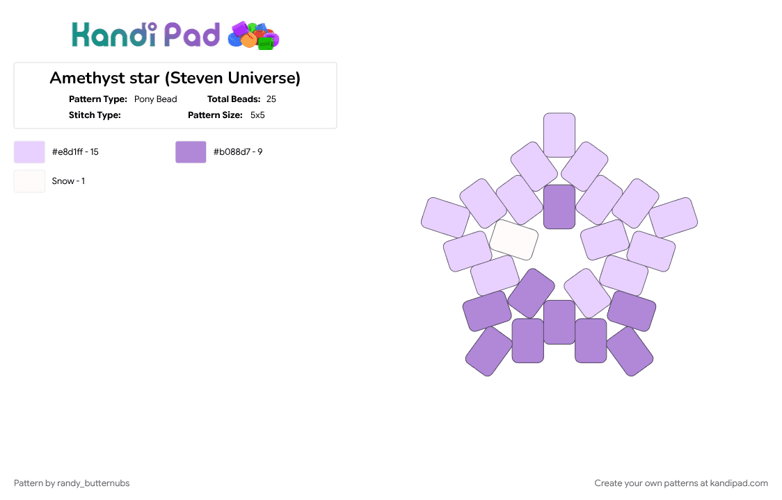 Amethyst star (Steven Universe) - Pony Bead Pattern by randy_butternubs on Kandi Pad - amethyst, character, gem, pink, steven universe, steven universe future