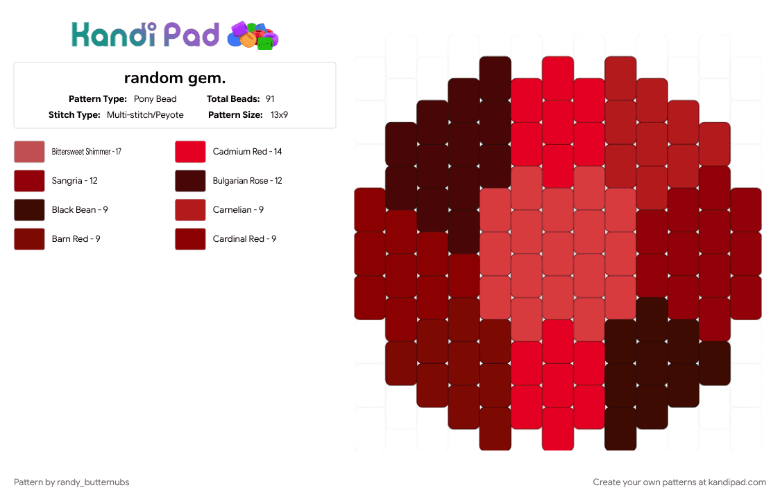 random gem. - Pony Bead Pattern by randy_butternubs on Kandi Pad - brown, gem, red, ruby, steven universe