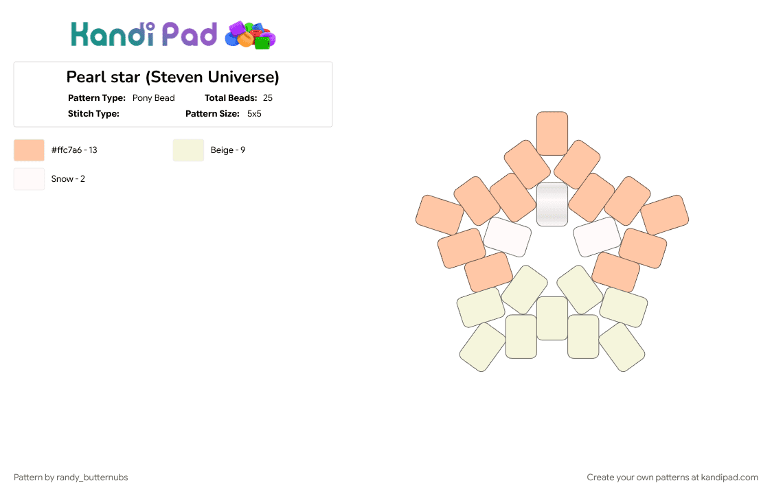Pearl star (Steven Universe) - Pony Bead Pattern by randy_butternubs on Kandi Pad - beige, character, gem, pearl, steven universe, steven universe future, tv show, white