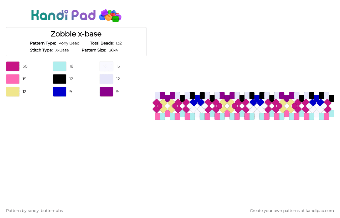 Zobble x-base - Pony Bead Pattern by randy_butternubs on Kandi Pad - pink