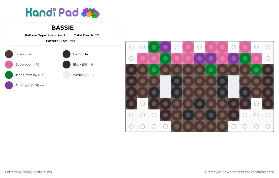 BASSIE - Fuse Bead Pattern by randy_butternubs on Kandi Pad - brown,dandys world,spring,easter