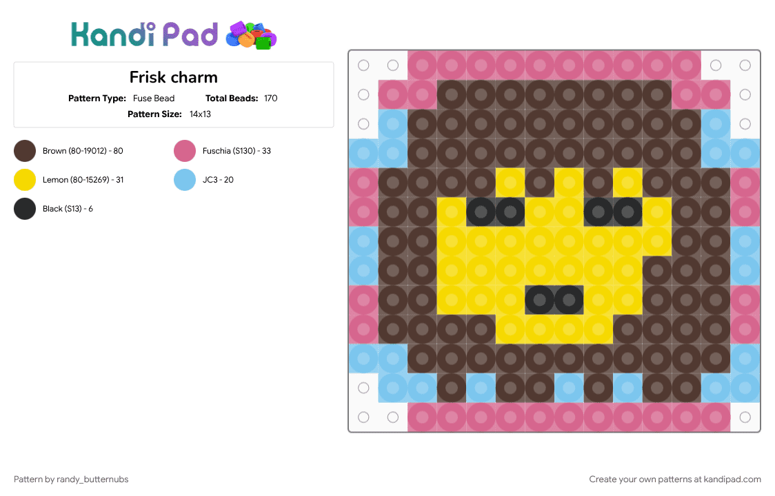 Frisk charm - Fuse Bead Pattern by randy_butternubs on Kandi Pad - brown, character, frisk, undertale, video game