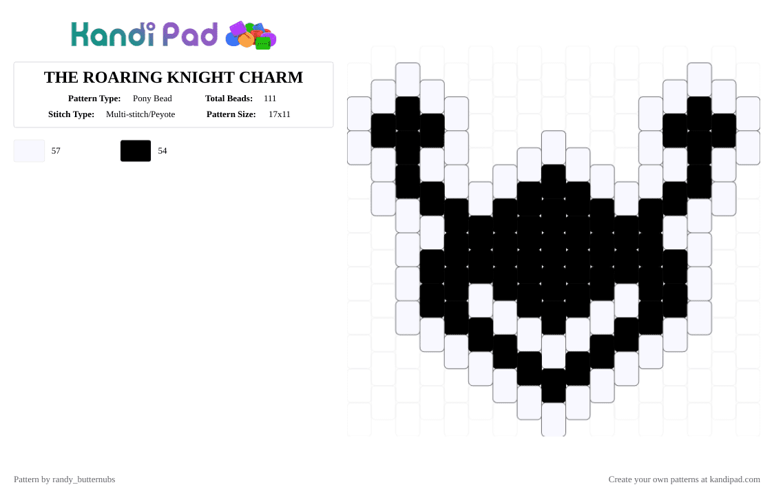 THE ROARING KNIGHT CHARM - Pony Bead Pattern by randy_butternubs on Kandi Pad - black,white