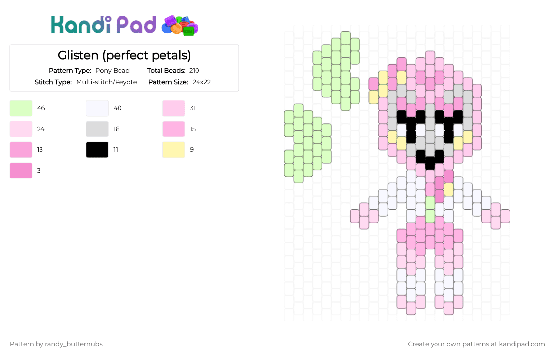 Glisten (perfect petals) - Pony Bead Pattern by randy_butternubs on Kandi Pad - pink,yellow