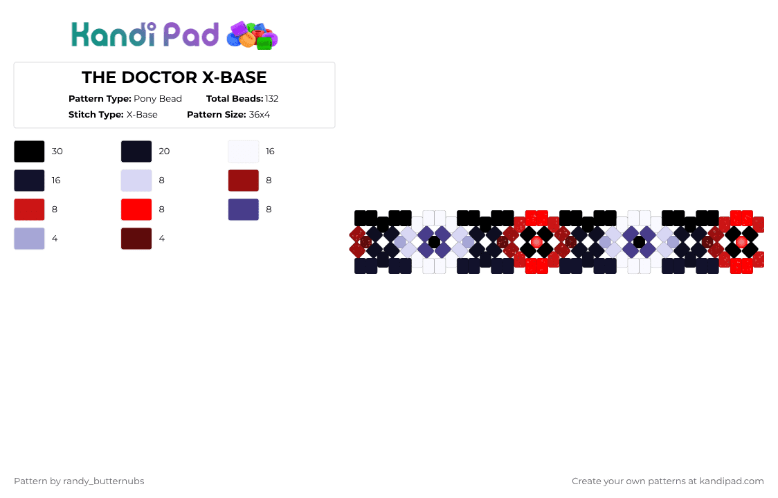 THE DOCTOR X-BASE - Pony Bead Pattern by randy_butternubs on Kandi Pad - black,red,poppy,poppy playtime,the doctor