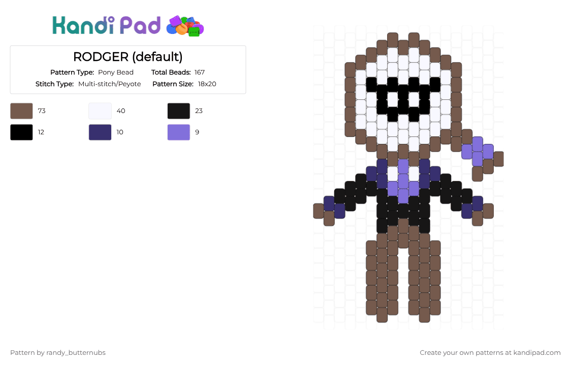 RODGER (default) - Pony Bead Pattern by randy_butternubs on Kandi Pad - tan