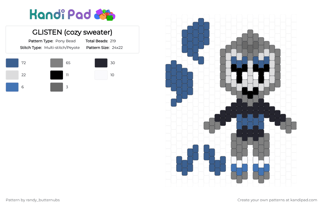 GLISTEN (cozy sweater) - Pony Bead Pattern by randy_butternubs on Kandi Pad - blue,gray