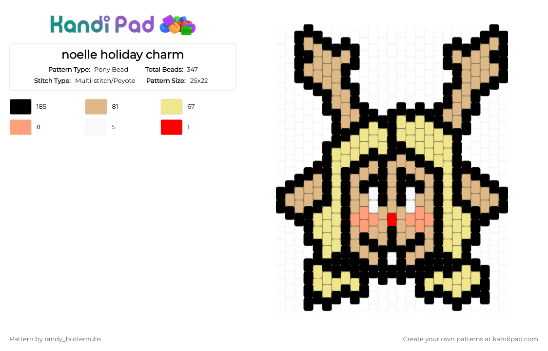 noelle holiday charm deltarune - Pony Bead Pattern by randy_butternubs on Kandi Pad - black,beige,yellow