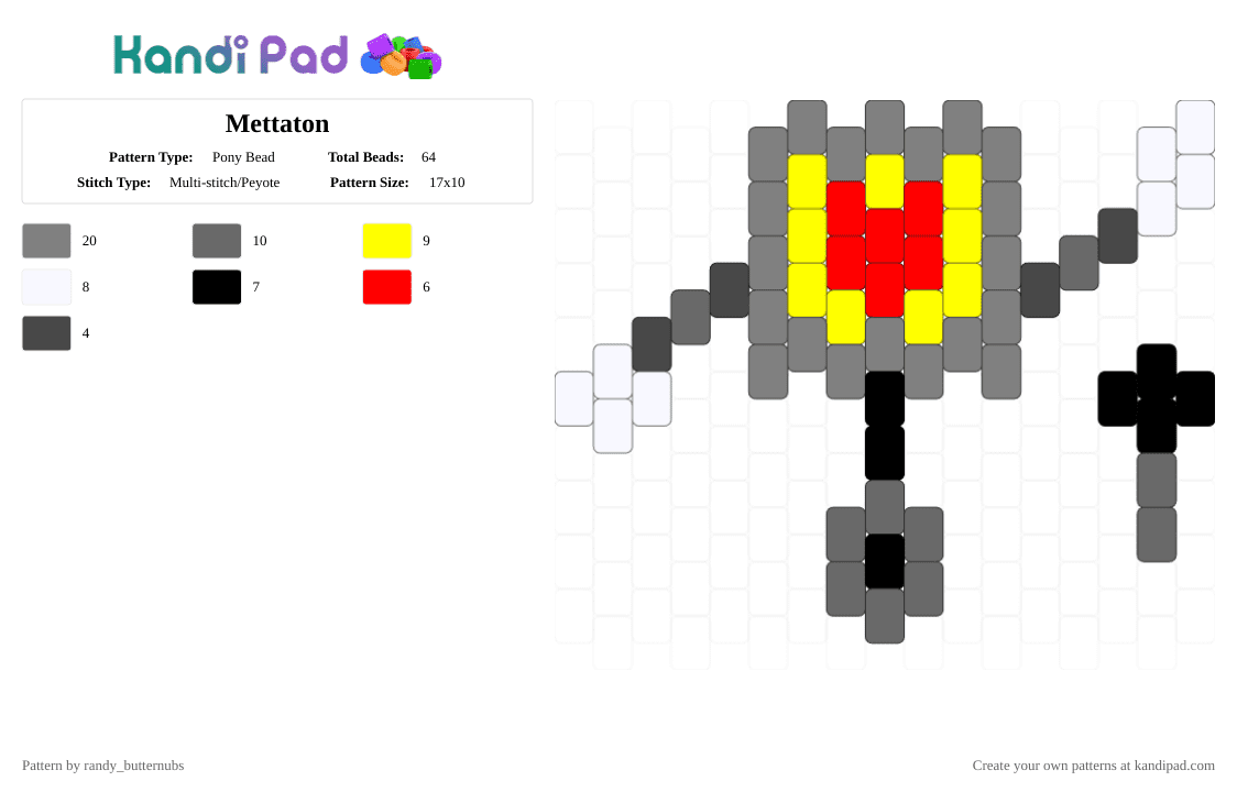 Mettaton - Pony Bead Pattern by randy_butternubs on Kandi Pad - gray, undertale