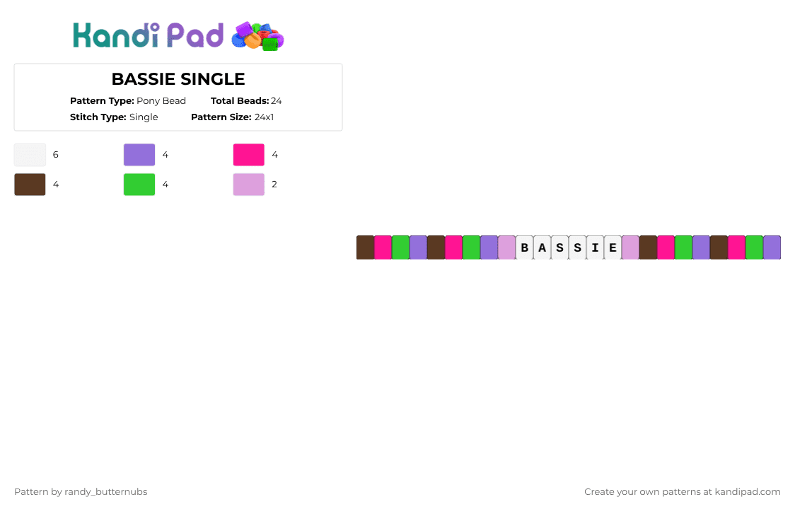 BASSIE SINGLE - Pony Bead Pattern by randy_butternubs on Kandi Pad - pink,bassie,holiday,dandys world