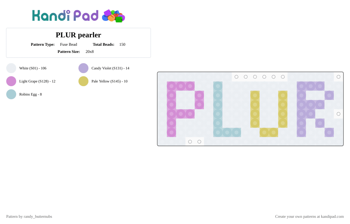 PLUR pearler - Fuse Bead Pattern by randy_butternubs on Kandi Pad - white,pink,plur,peace,love,unity,respect