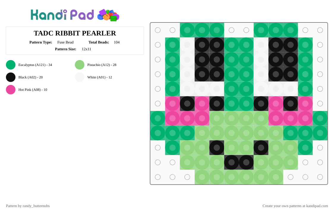 TADC RIBBIT PEARLER - Fuse Bead Pattern by randy_butternubs on Kandi Pad - green