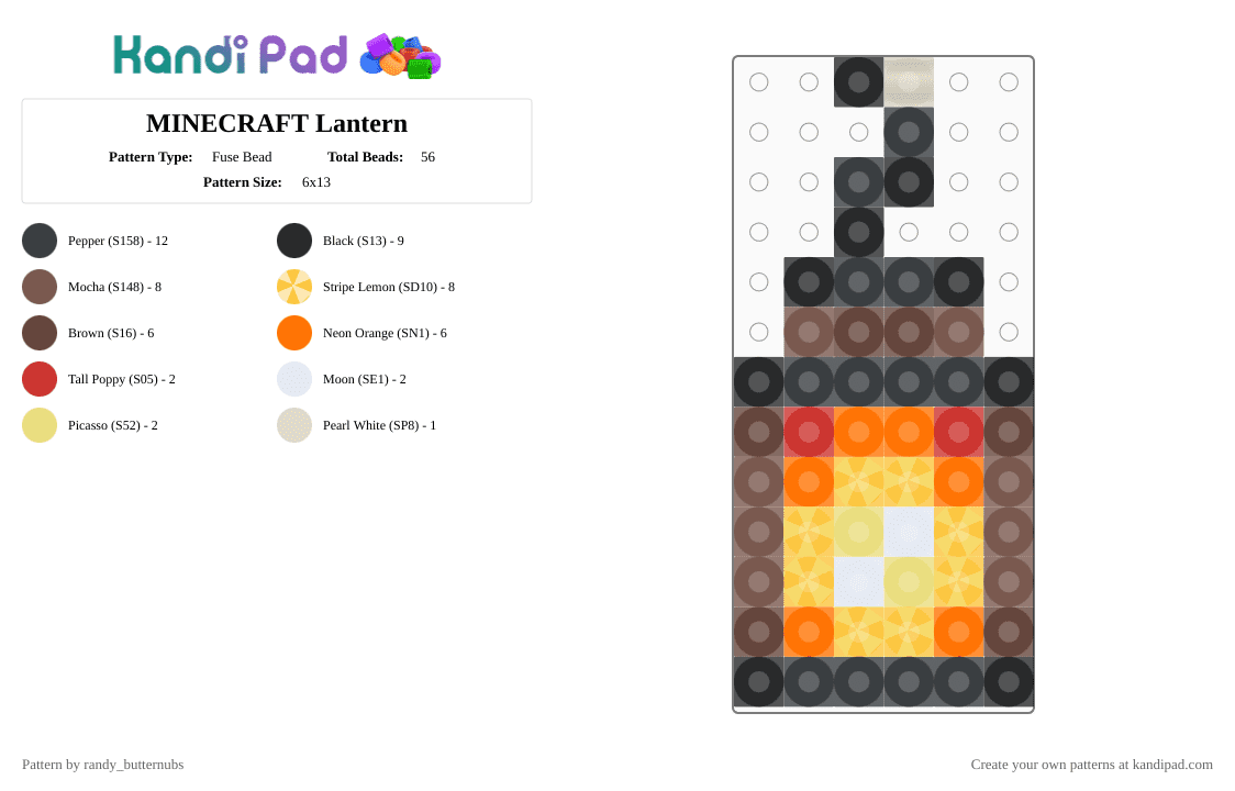 MINECRAFT Lantern - Fuse Bead Pattern by randy_butternubs on Kandi Pad - tan,brown,orange,yellow
