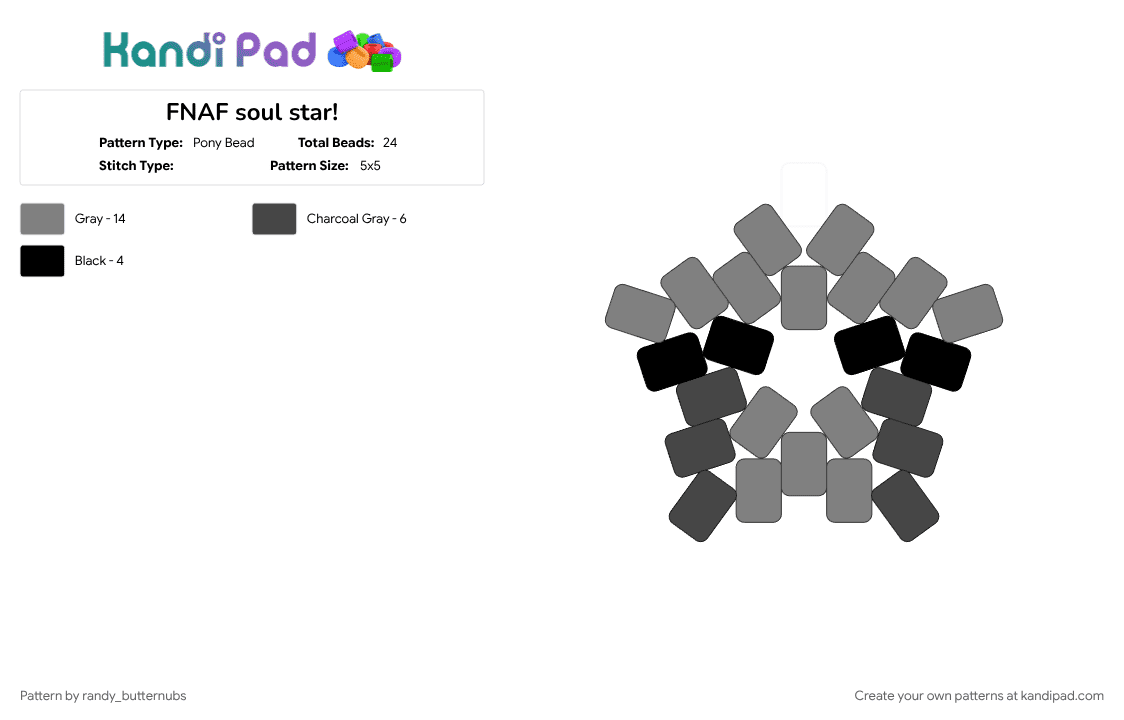 FNAF soul star! - Pony Bead Pattern by randy_butternubs on Kandi Pad - brown, five nights at freddys, fnaf, fnaf soul, gray